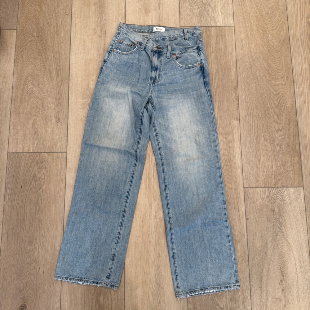 pistola crossover light blue denim jeans